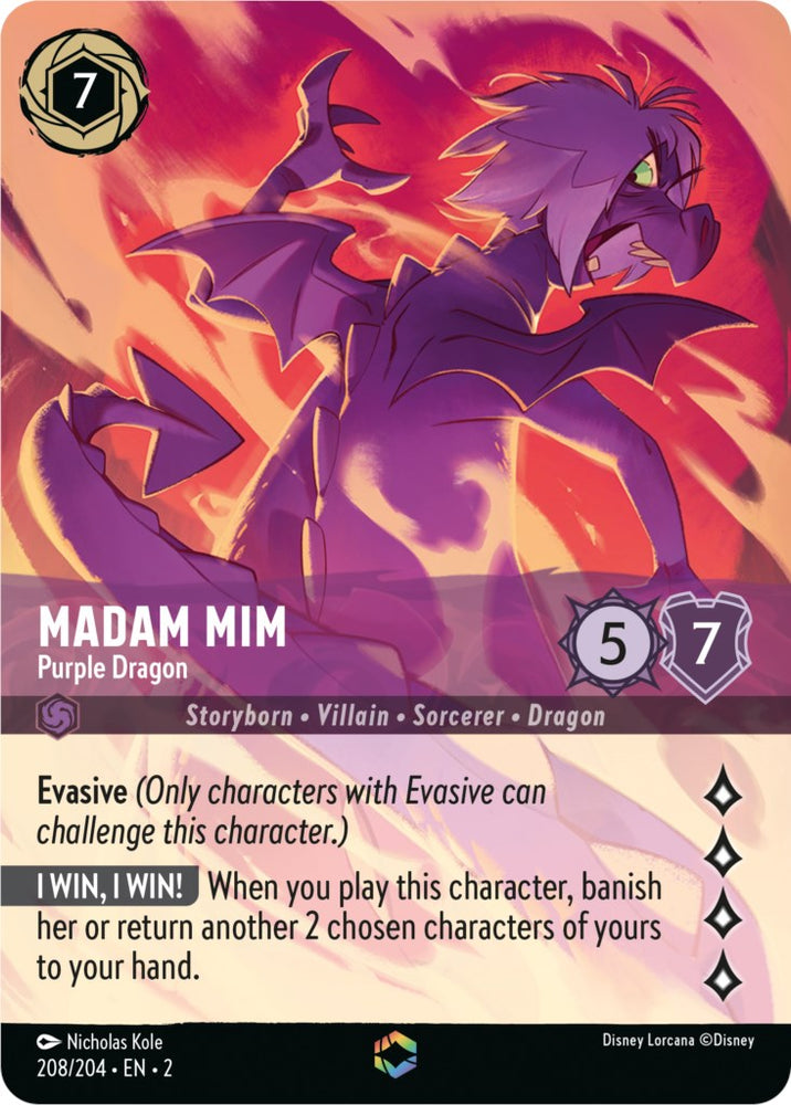 Madam Mim - Purple Dragon (Enchanted) (208/204) [Rise of the Floodborn] 