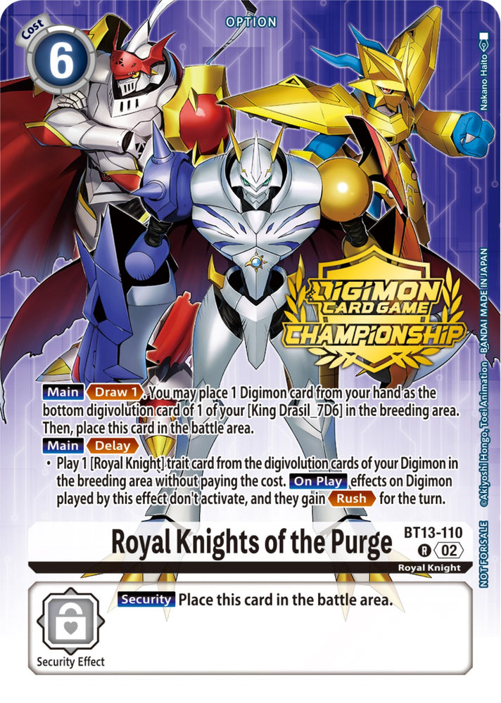 Royal Knights of the Purge [BT13-110] (Championship 2023 Tamers Pack) [Versus Royal Knights Promos] 