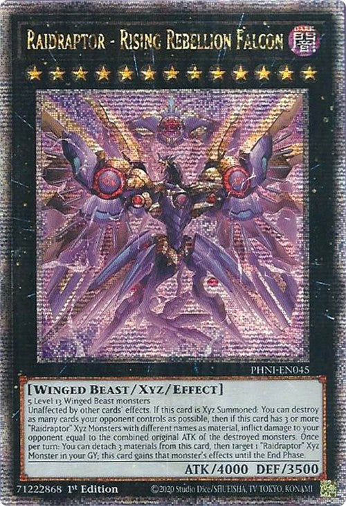 Raidraptor - Rising Rebellion Falcon [PHNI-EN045] Quarter Century Secret Rare 