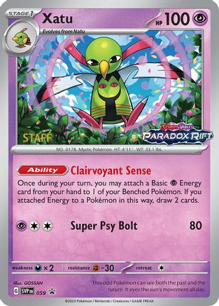 Xatu (059) (Staff Prerelease Promo) [Scarlet &amp; Violet: Black Star Promos] 