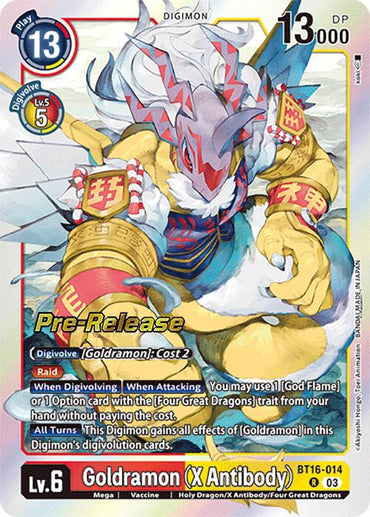 Goldramon (X Antibody) [BT16-014] [Beginning Observer Pre-Release Promos] 