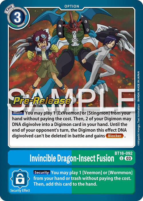 Invincible Dragon-Insect Fusion [BT16-092] [Beginning Observer Pre-Release Promos] 