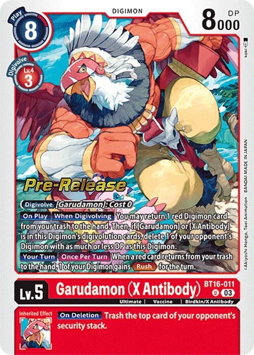 Garudamon (X Antibody) [BT16-011] [Beginning Observer Pre-Release Promos] 