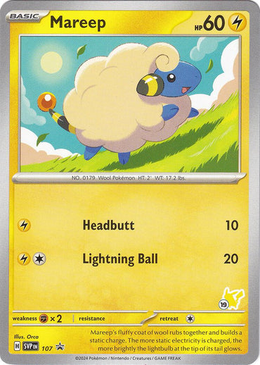 Mareep (107) (Pikachu Stamp #19) [Battle Academy 2024] 