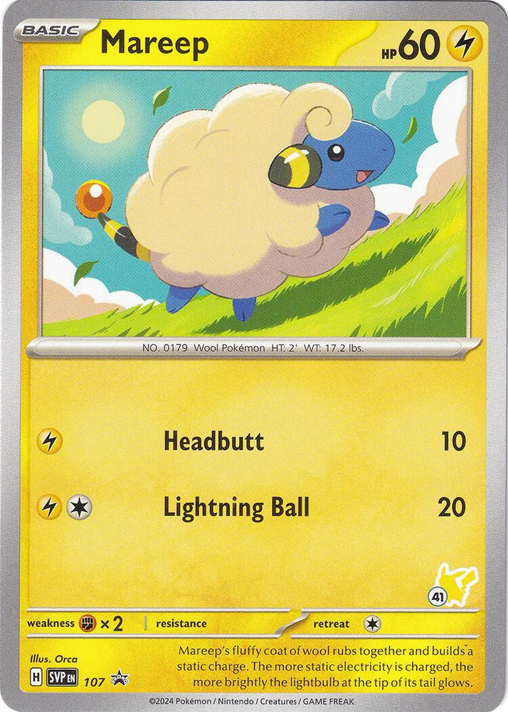 Mareep (107) (Pikachu Stamp #41) [Battle Academy 2024] 