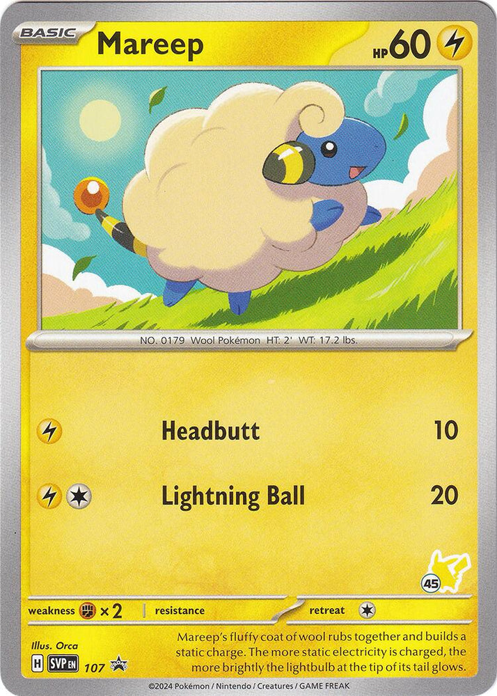 Mareep (107) (Pikachu Stamp #45) [Battle Academy 2024] 