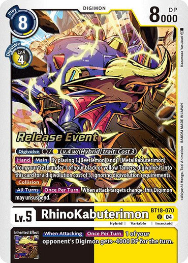 RhinoKabuterimon [BT18-070] [Release Special Booster 2.0 Pre-Release Cards]