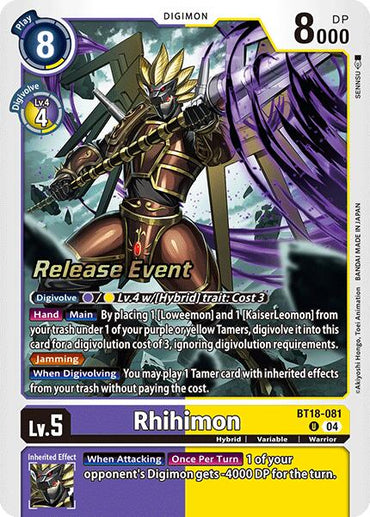 Rhihimon [BT18-081] [Release Special Booster 2.0 Pre-Release Cards]