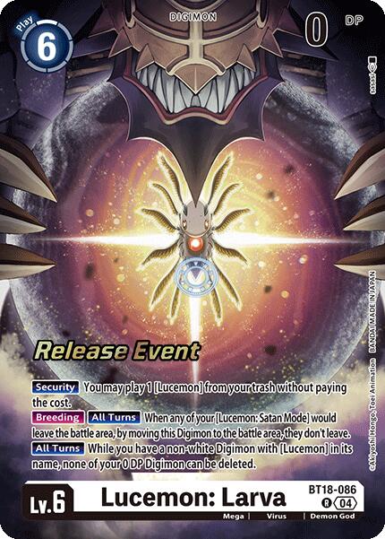 Lucemon: Larva [BT18-086] [Release Special Booster 2.0 Pre-Release Cards]