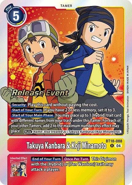 Takuya Kanbara & Koji Minamoto [BT18-088] [Release Special Booster 2.0 Pre-Release Cards]