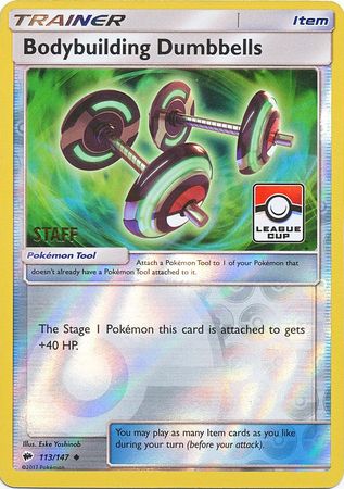 Bodybuilding Dumbbells (113/147) (League Promo Staff) [Sun &amp; Moon: Burning Shadows] 
