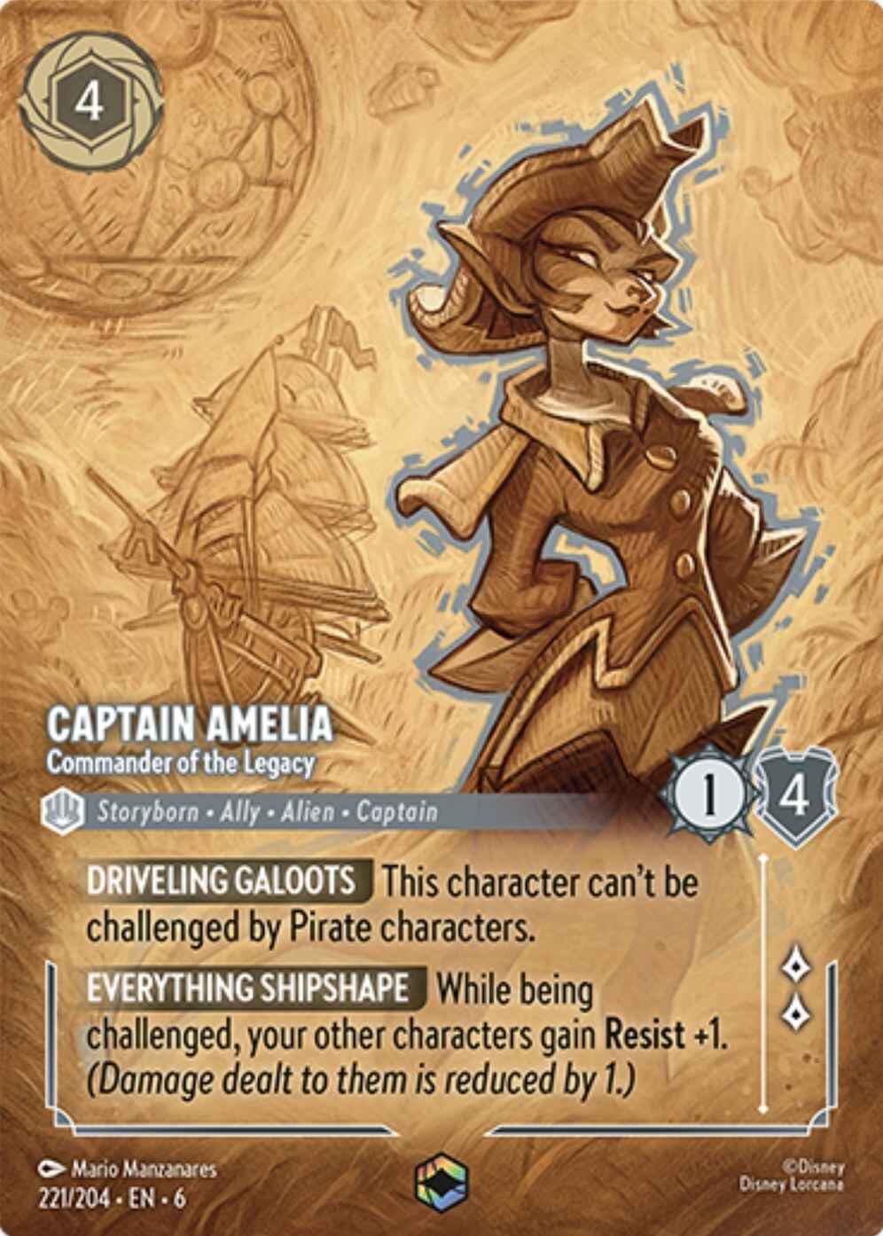 Captain Amelia - Commander of the Legacy (Enchanted) (221/204) [Azurite Sea] 