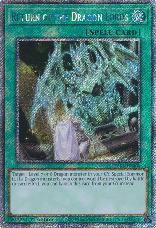 Return of the Dragon Lords (Platinum Secret Rare) [RA03-EN060] Platinum Secret Rare 