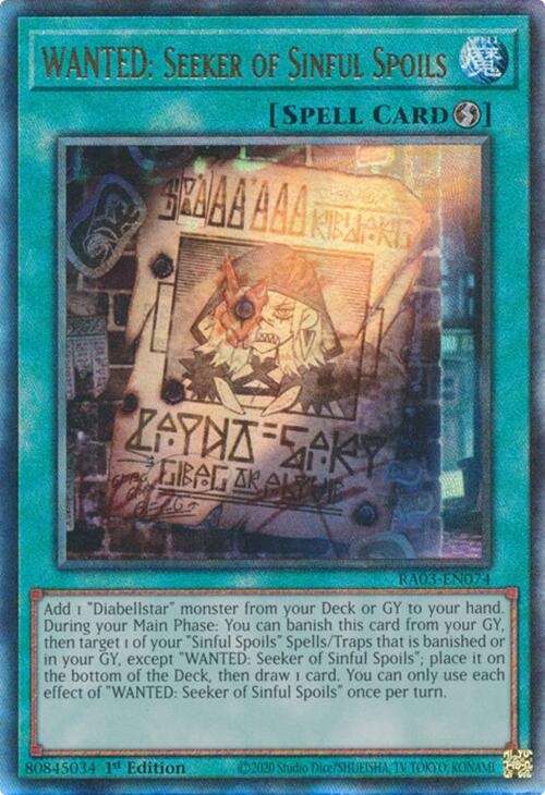 WANTED: Seeker of Sinful Spoils (UTR) [RA03-EN074] Ultimate Rare 