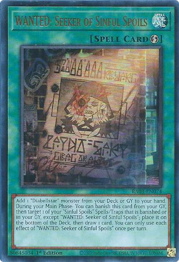 WANTED: Seeker of Sinful Spoils (UR) [RA03-EN074] Ultra Rare 