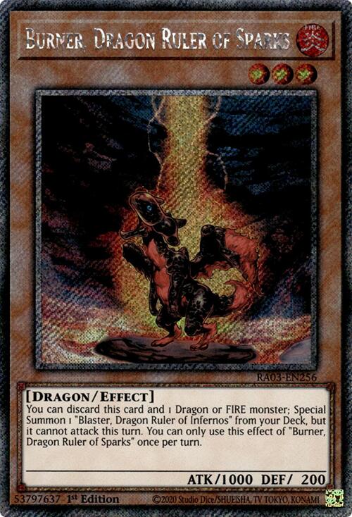 Burner, Dragon Ruler of Sparks (Platinum Secret Rare) [RA03-EN256] Platinum Secret Rare 