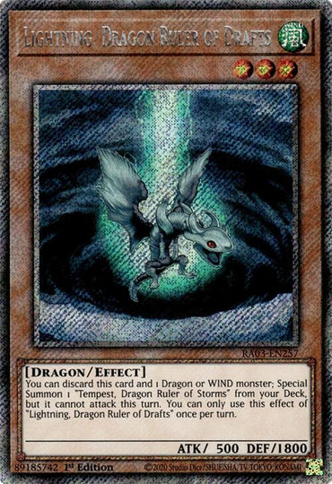 Lightning, Dragon Ruler of Drafts (Platinum Secret Rare) [RA03-EN257] Platinum Secret Rare 