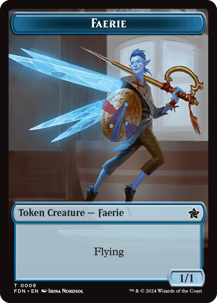 Faerie // Fish Doubled-Sided Token [Foundations Tokens] 