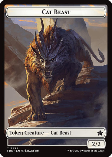 Cat Beast // Dragon (0017) Double-Sided Token [Foundations Tokens] 