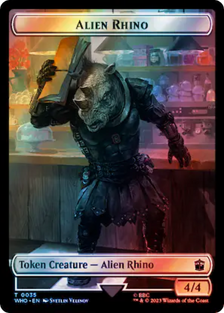 Alien Rhino // Cyberman Double-Sided Token (Surge Foil) [Doctor Who Tokens] 