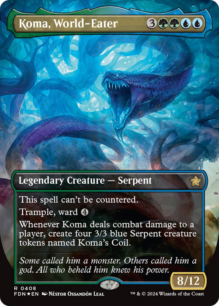 Koma, World-Eater (Borderless) (Mana Foil) [Foundations] 