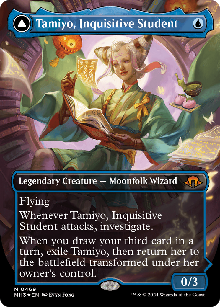 Tamiyo, Inquisitive Student // Tamiyo, Seasoned Scholar (Borderless) (Textured Foil) [Modern Horizons 3] 