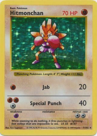 Hitmonchan (7/102) [Shadowless Unlimited Base Set] 