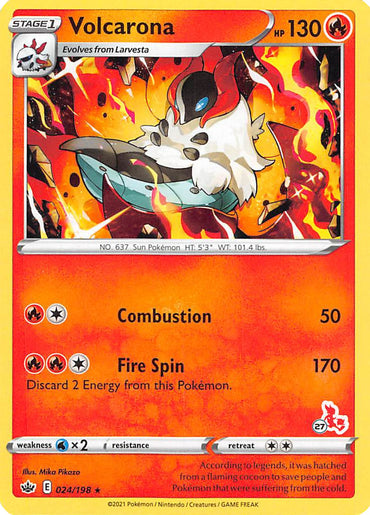 Volcarona (24/198) (Cinderace Stamp #27) [Battle Academy 2022] 