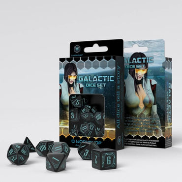 Juego de Dados ornamentados Galactic Black & Blue