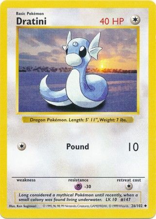 Dratini (26/102) [Shadowless Unlimited Base Set] 