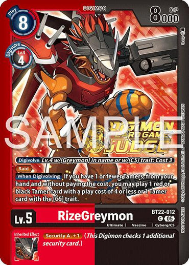 RizeGreymon [BT22-012] (Judge Pack 2025 Wave 2) [Cyber Eden]