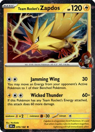 Team Rocket's Zapdos (070/182) (Cosmos Holo) [Miscellaneous Cards]