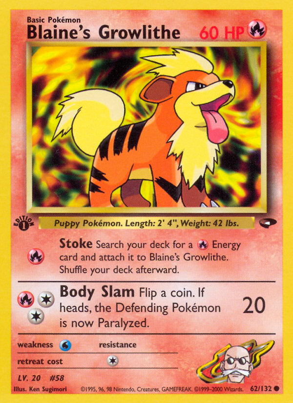 Blaine's Growlithe (62/132) [Gym Challenge 1st Edition] 