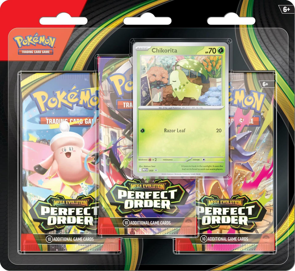 Mega Evolution: Perfect Order - Three Pack Blister (Chikorita)