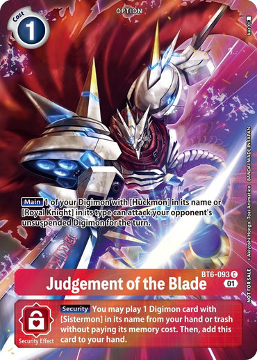 Judgment of the Blade [BT6-093] (Premium Deck Set) [Double Diamond Promos] 