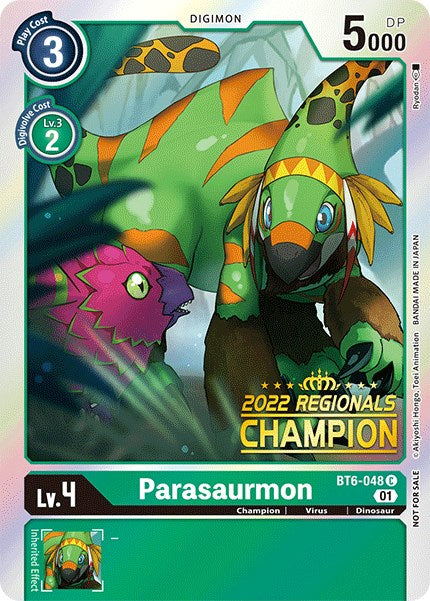 Parasaurmon [BT6-048] (2022 Championship Online Regional) (Online Champion) [Double Diamond Promos] 