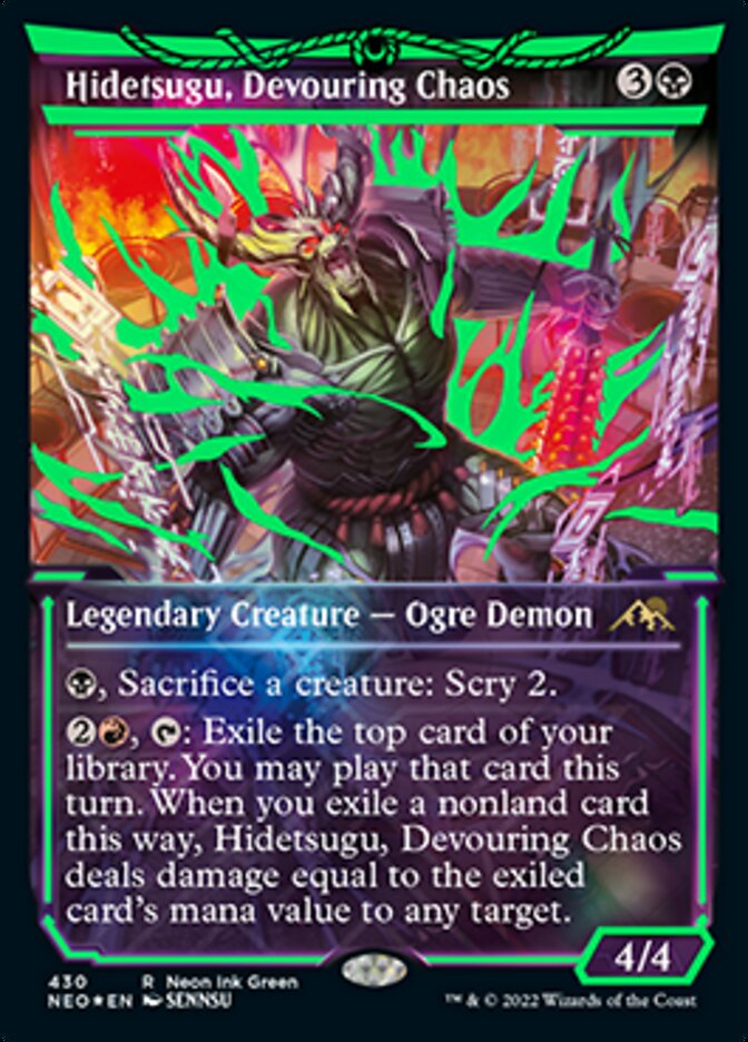 Hidetsugu, Devouring Chaos (Neon Ink Green) [Kamigawa: Neon Dynasty] 