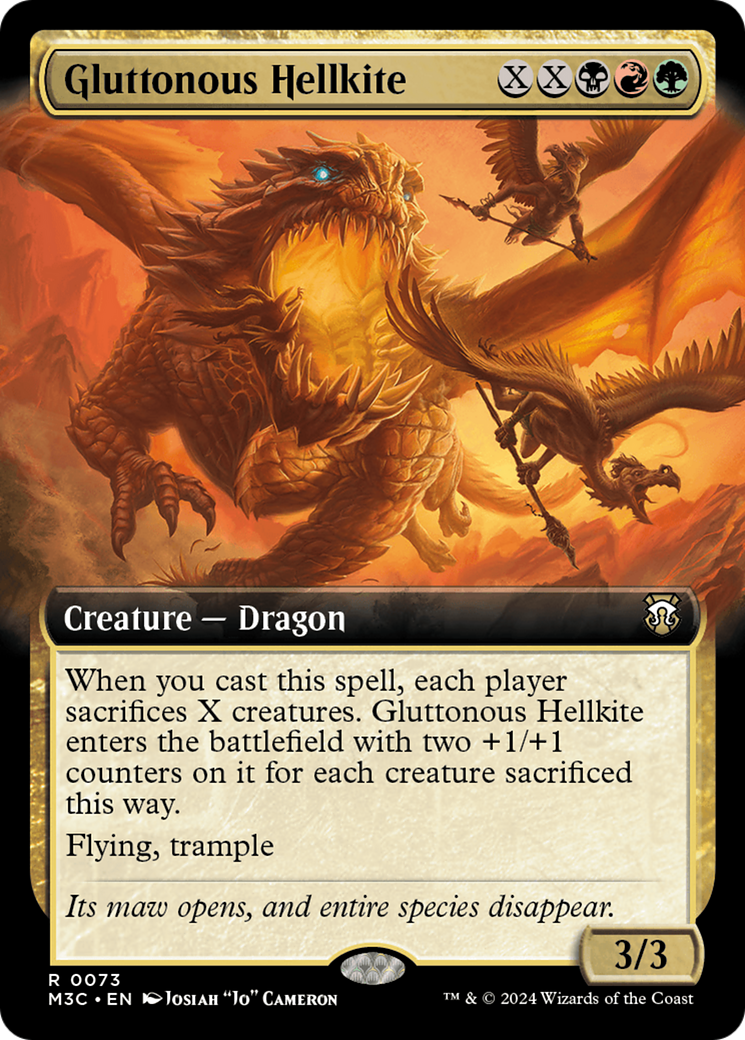 Gluttonous Hellkite (Extended Art) (Ripple Foil) [Modern Horizons 3 Commander] 