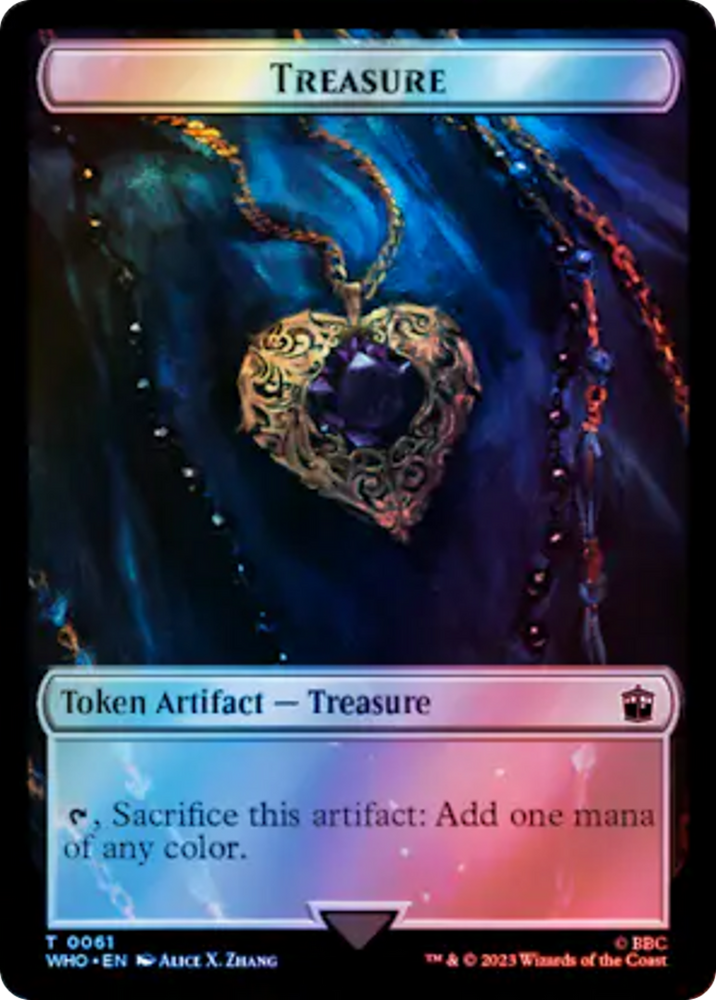 Warrior // Treasure (0061) Double-Sided Token (Surge Foil) [Doctor Who Tokens] 