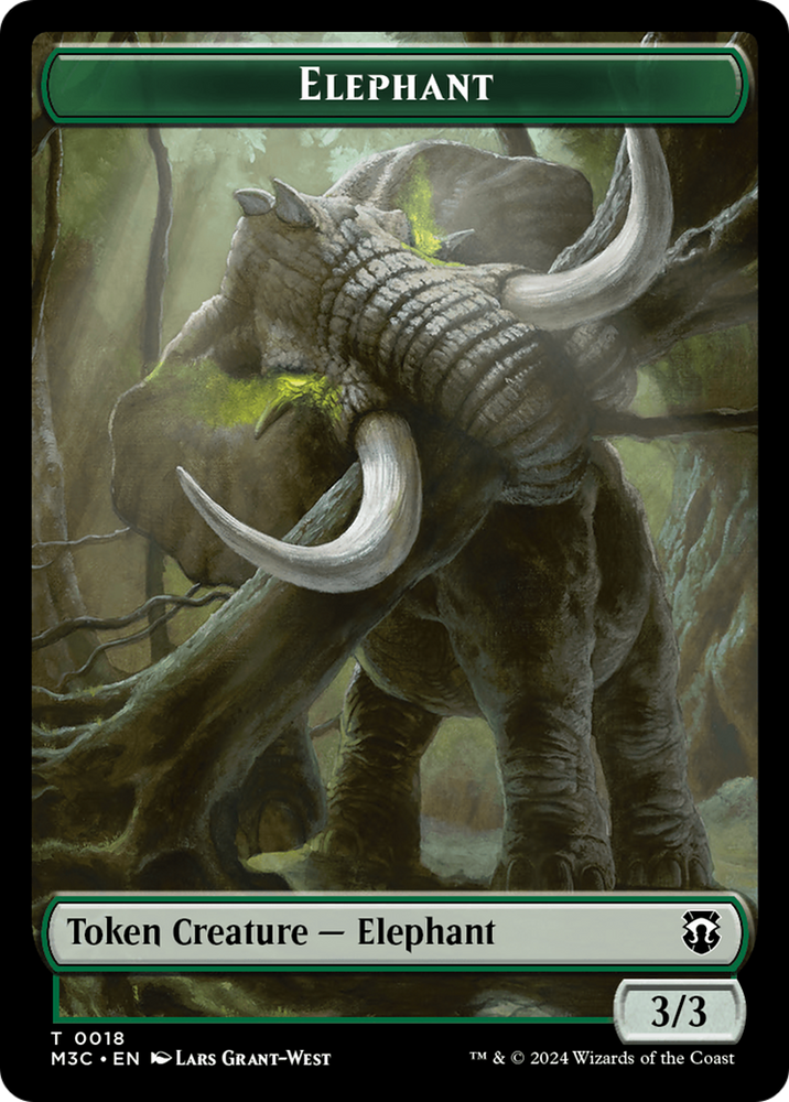 Zombie (Ripple Foil) // Elephant Double-Sided Token [Modern Horizons 3 Commander Tokens] 