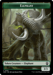 Zombie (Ripple Foil) // Elephant Double-Sided Token [Modern Horizons 3 Commander Tokens] 