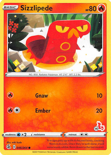 Sizzlipede (046/264) (Cinderace Stamp #14) [Battle Academy 2022] 