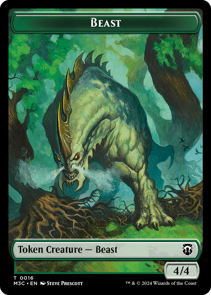 Elephant (Ripple Foil) // Beast (0016) Double-Sided Token [Modern Horizons 3 Commander Tokens] 