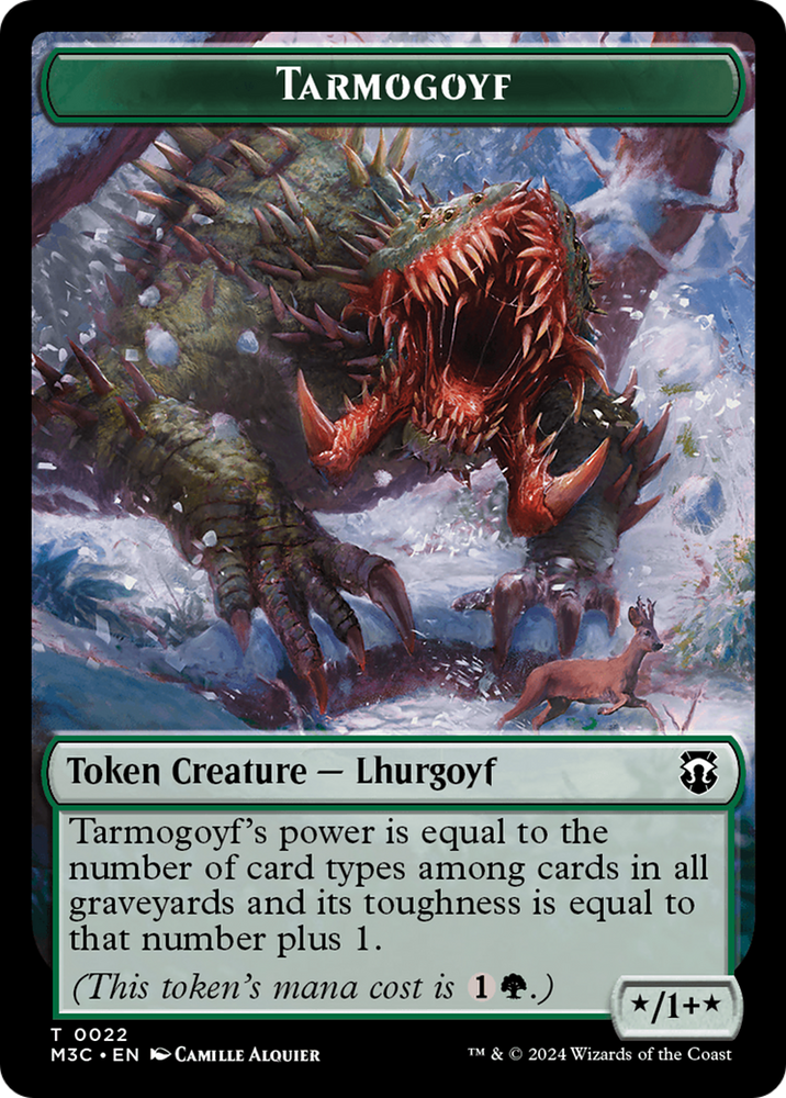 Tarmogoyf (Ripple Foil) // Saproling Double-Sided Token [Modern Horizons 3 Commander Tokens] 