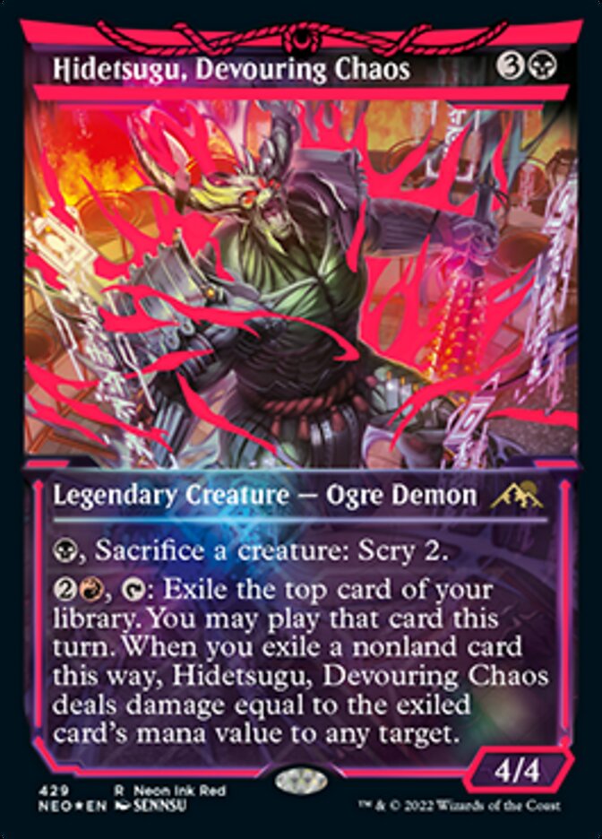 Hidetsugu, Devouring Chaos (Neon Ink Red) [Kamigawa: Neon Dynasty] 