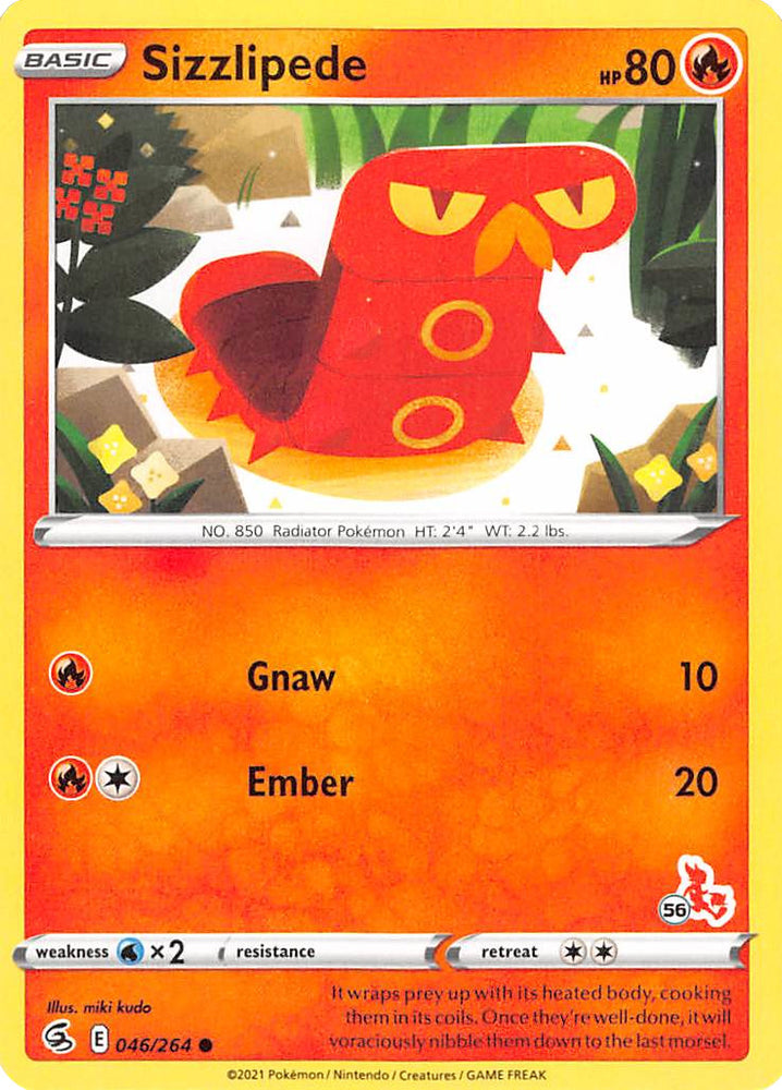 Sizzlipede (046/264) (Cinderace Stamp #56) [Battle Academy 2022] 