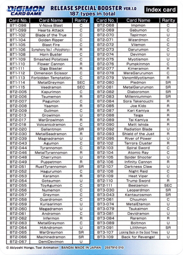 Release Special Booster Ver.1.0 Index Card (Player 2) [Release Special Booster Ver.1.0] 
