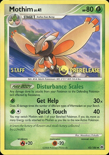 Mothim (42/100) (Staff Prerelease Promo) [Diamond &amp; Pearl: Majestic Dawn] 