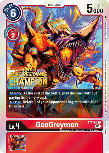 GeoGreymon [ST7-06] (2022 Championship Offline Regional) (Online Champion) [Starter Deck: Gallantmon Promos] 