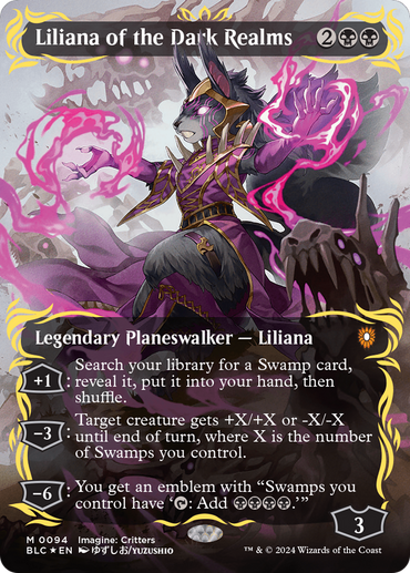 Liliana of the Dark Realms (Borderless) (Raised Foil) [Bloomburrow Commander] 